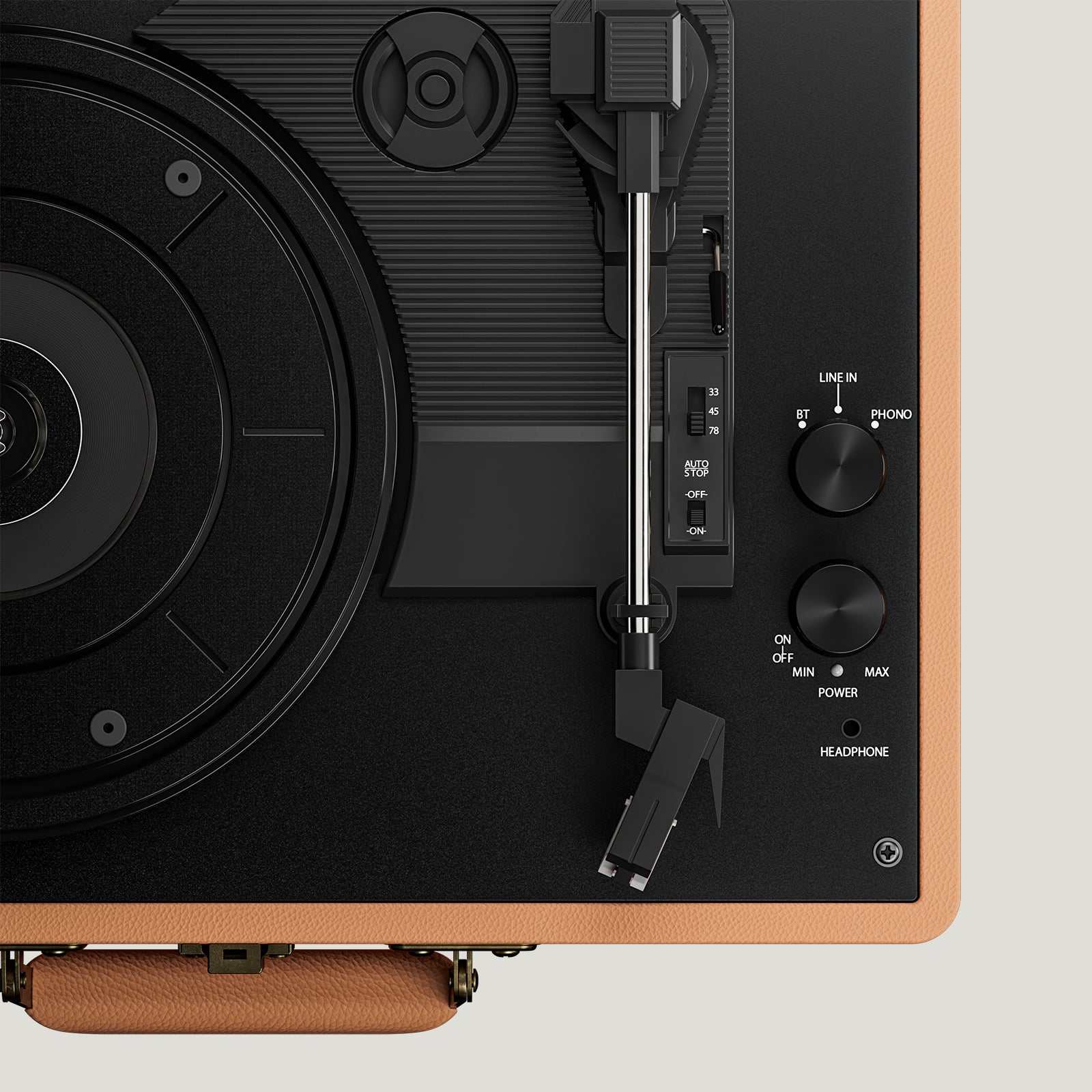 Vintage Vinyl Record Player With Built-In Speakers