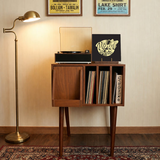 Walnut Wood Record Player Table Vintage Turntable Console Cabinet